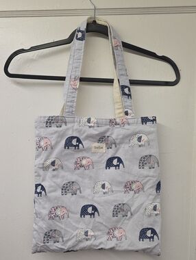 Gorlos Pink & Navy Elephant Canvas Tote Carrying Bag